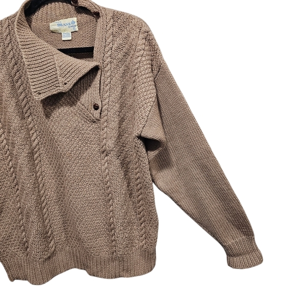Vintage DEANS OF SCOTLAND Shetland Wool Sweater Tan Size X-large Nordic - Picture 4 of 7
